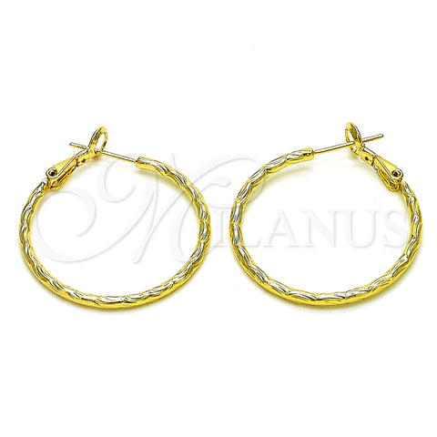 Oro Laminado Medium Hoop, Gold Filled Style Diamond Cutting Finish, Golden Finish, 02.93.0011.30