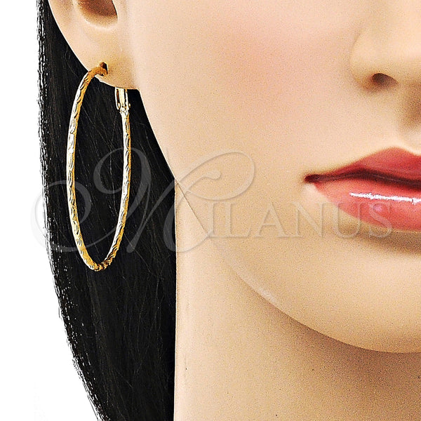 Gold Filled Hoop Earrings — Large Hoop Diamond Cutting 02.93. — alternate product view — SKU 153372 | Oro Laminado aretes de aro — Large Hoop Diamond Cutting 02.93. — SKU 153372