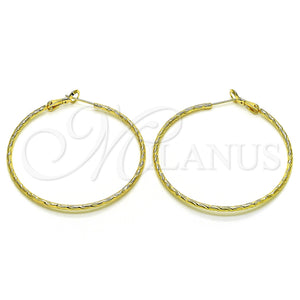 Gold Filled Hoop Earrings — Large Hoop Diamond Cutting 02.93. — main product view — SKU 153372 | Oro Laminado aretes de aro — Large Hoop Diamond Cutting 02.93. — SKU 153372
