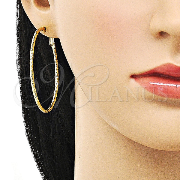 Gold Filled Hoop Earrings — Large Hoop Diamond Cutting 02.93. — alternate product view — SKU 153374 | Oro Laminado aretes de aro — Large Hoop Diamond Cutting 02.93. — SKU 153374