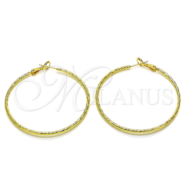 Oro Laminado Large Hoop, Gold Filled Style Diamond Cutting Finish, Golden Finish, 02.93.0012.50