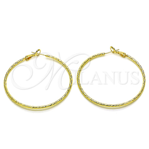 Oro Laminado Large Hoop, Gold Filled Style Diamond Cutting Finish, Golden Finish, 02.93.0012.50