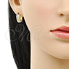 Oro Laminado Huggie Hoop, Gold Filled Style Diamond Cutting Finish, Tricolor, 02.213.0538.14