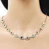 Oro Laminado Fancy Necklace, Gold Filled Style Elephant and Miami Cuban Design, with Multicolor Crystal, Polished, Golden Finish, 04.213.0300.18 (02 MM Thickness, 18 Inches Length)
