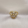 Oro Laminado Multi Stone Ring, Gold Filled Style Teddy Bear Design, with White and Black Micro Pave, Polished, Golden Finish, 01.341.0112