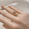 Oro Laminado Multi Stone Ring, Gold Filled Style Teddy Bear Design, with Ruby and Black Micro Pave, Polished, Golden Finish, 01.341.0112.2 (One size fits all)
