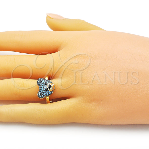 Gold Filled Ring — Multi Stone Ring Teddy Bear and Solitaire Design — alternate product view — SKU 153391 | Oro Laminado anillo — Multi Stone Ring Teddy Bear and Solitaire diseño — SKU 153391