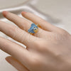 Oro Laminado Multi Stone Ring, Gold Filled Style Teddy Bear and Solitaire Design, with Turquoise and Black Micro Pave, Polished, Two Tone, 01.341.0102.1 (One size fits all)