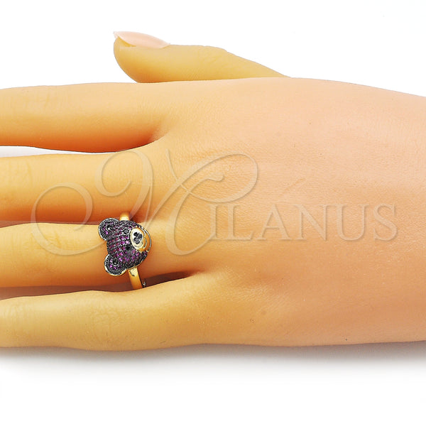 Gold Filled Ring — Multi Stone Ring Teddy Bear and Solitaire Design — alternate product view — SKU 153392 | Oro Laminado anillo — Multi Stone Ring Teddy Bear and Solitaire diseño — SKU 153392