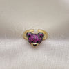 Oro Laminado Multi Stone Ring, Gold Filled Style Teddy Bear and Solitaire Design, with Ruby and Black Micro Pave, Polished, Two Tone, 01.341.0102.2 (One size fits all)
