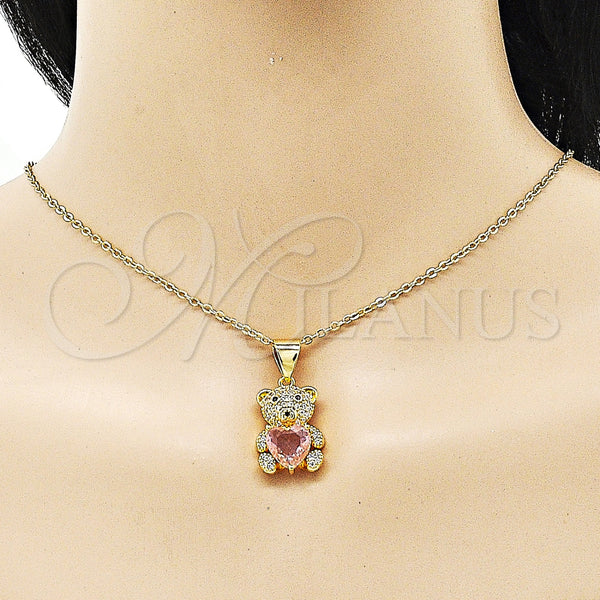 Gold Filled Pendant — Fancy Pendant Teddy Bear and Heart Design with — alternate product view — SKU 153401 | Oro Laminado dije — elegante Pendant Teddy Bear and corazón diseño with — SKU 153401