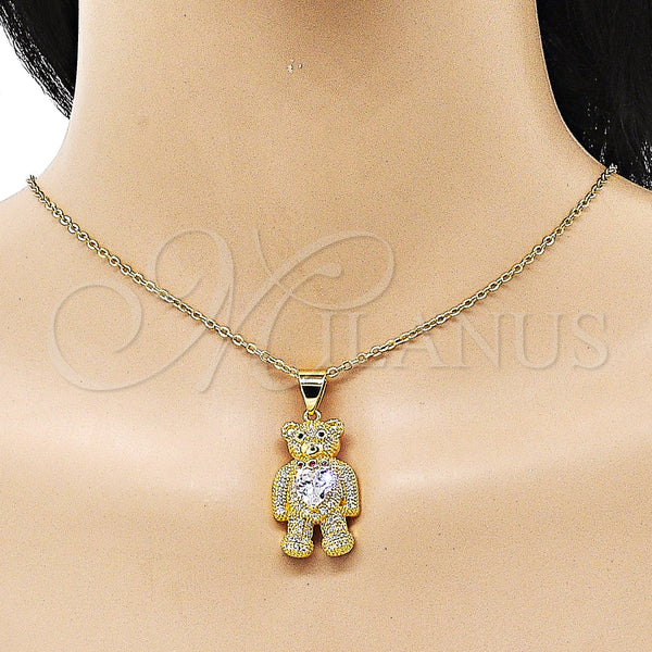 Gold Filled Pendant — Fancy Pendant Teddy Bear and Heart Design with — alternate product view — SKU 153402 | Oro Laminado dije — elegante Pendant Teddy Bear and corazón diseño with — SKU 153402