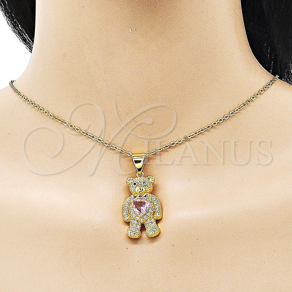 Gold Filled Pendant — Fancy Pendant Teddy Bear and Heart Design with — alternate product view — SKU 153403 | Oro Laminado dije — elegante Pendant Teddy Bear and corazón diseño with — SKU 153403