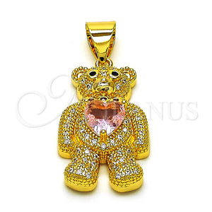 Gold Filled Pendant — Fancy Pendant Teddy Bear and Heart Design with — main product view — SKU 153403 | Oro Laminado dije — elegante Pendant Teddy Bear and corazón diseño with — SKU 153403