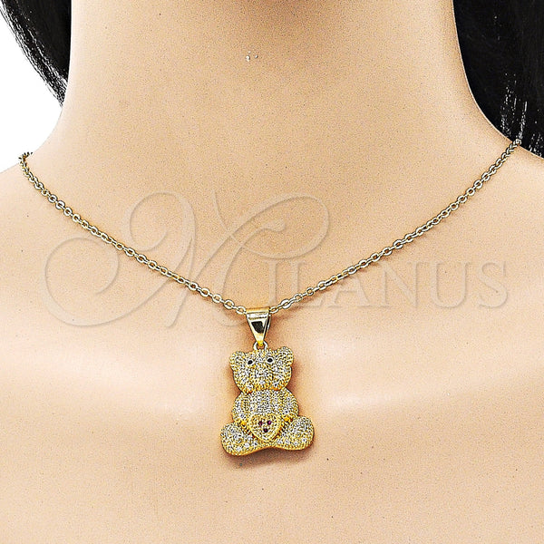 Gold Filled Pendant — Fancy Pendant Teddy Bear and Heart Design with — alternate product view — SKU 153404 | Oro Laminado dije — elegante Pendant Teddy Bear and corazón diseño with — SKU 153404