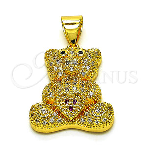 Gold Filled Pendant — Fancy Pendant Teddy Bear and Heart Design with — main product view — SKU 153404 | Oro Laminado dije — elegante Pendant Teddy Bear and corazón diseño with — SKU 153404