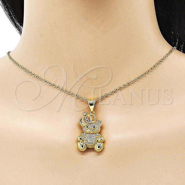 Gold Filled Pendant — Fancy Pendant Teddy Bear and Crown Design with — alternate product view — SKU 153405 | Oro Laminado dije — elegante Pendant Teddy Bear and Crown diseño with — SKU 153405