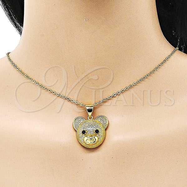 Gold Filled Pendant — Fancy Pendant Teddy Bear Design with White Micro — alternate product view — SKU 153409 | Oro Laminado dije — elegante Pendant Teddy Bear diseño with blanco Micro — SKU 153409