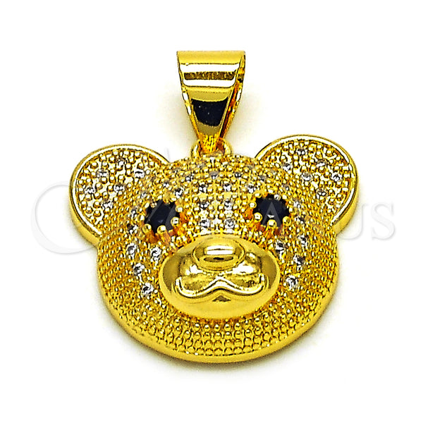 Gold Filled Pendant — Fancy Pendant Teddy Bear Design with White Micro — main product view — SKU 153409 | Oro Laminado dije — elegante Pendant Teddy Bear diseño with blanco Micro — SKU 153409