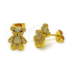 Gold Filled Ring — Stud Earring Teddy Bear Design with White and — alternate product view — SKU 153412 | Oro Laminado anillo — Stud Earring Teddy Bear diseño with blanco and — SKU 153412