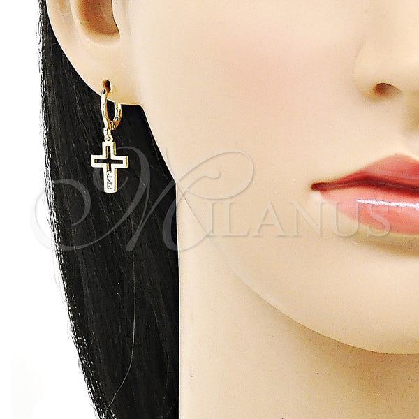 Gold Filled Ring — Dangle Earring Cross Design with White Cubic Zirconia — alternate product view — SKU 153420 | Oro Laminado anillo — Dangle Earring cruz diseño with blanco Cubic Zirconia — SKU 153420