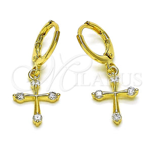 Gold Filled Ring — Dangle Earring Cross Design with White Cubic Zirconia — main product view — SKU 153422 | Oro Laminado anillo — Dangle Earring cruz diseño with blanco Cubic Zirconia — SKU 153422