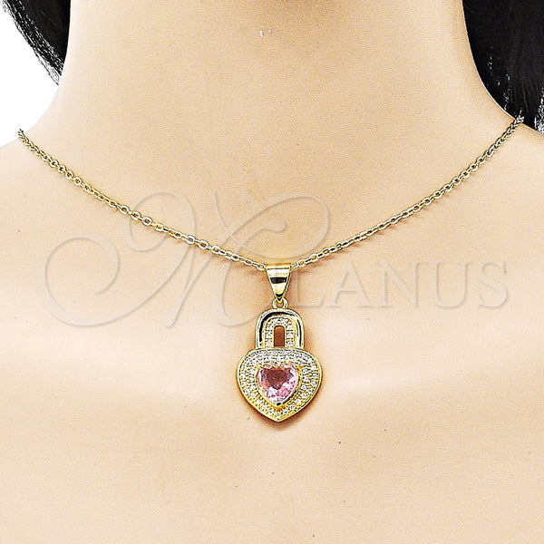 Gold Filled Pendant — Fancy Pendant Heart Design with White Micro Pave — alternate product view — SKU 153433 | Oro Laminado dije — elegante Pendant corazón diseño with blanco Micro Pave — SKU 153433