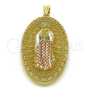 Gold Filled Pendant — Religious Pendant Guadalupe Design Diamond Cutting Tricolor 05. — main product view — SKU 153443 | Oro Laminado dije — Religious Pendant Guadalupe diseño Diamond Cutting Tricolor 05. — SKU 153443