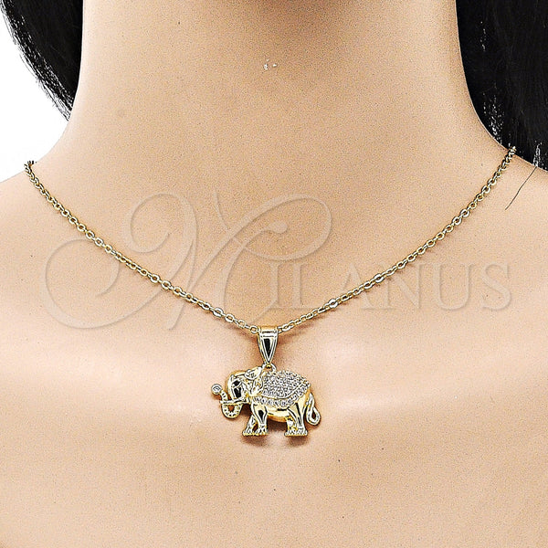 Gold Filled Pendant — Fancy Pendant Elephant Design with White and Black — alternate product view — SKU 153444 | Oro Laminado dije — elegante Pendant Elephant diseño with blanco and negro — SKU 153444