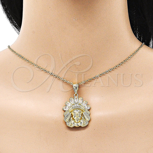 Gold Filled Pendant — Religious Pendant Jesus Design with White Cubic Zirconia — alternate product view — SKU 153450 | Oro Laminado dije — Religious Pendant Jesus diseño with blanco Cubic Zirconia — SKU 153450