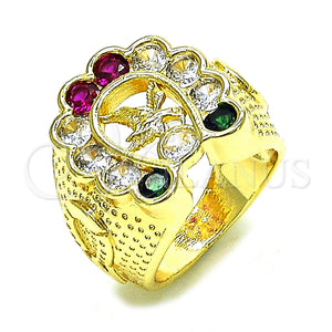Gold Filled Ring — Mens Ring Eagle Design with Multicolor Cubic Zirconia — main product view — SKU 153476 | Oro Laminado anillo — Mens Ring Eagle diseño with Multicolor Cubic Zirconia — SKU 153476