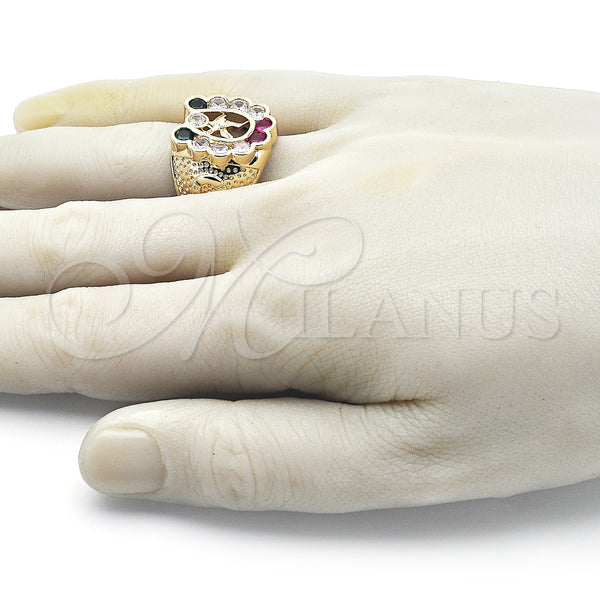 Gold Filled Ring — Mens Ring Eagle Design with Multicolor Cubic Zirconia — alternate product view — SKU 153477 | Oro Laminado anillo — Mens Ring Eagle diseño with Multicolor Cubic Zirconia — SKU 153477