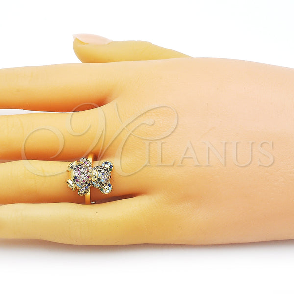 Gold Filled Ring — Multi Stone Ring Teddy Bear Design with Multicolor — alternate product view — SKU 153483 | Oro Laminado anillo — Multi Stone Ring Teddy Bear diseño with Multicolor — SKU 153483