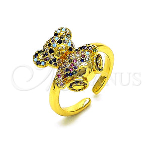 Gold Filled Ring — Multi Stone Ring Teddy Bear Design with Multicolor — main product view — SKU 153483 | Oro Laminado anillo — Multi Stone Ring Teddy Bear diseño with Multicolor — SKU 153483