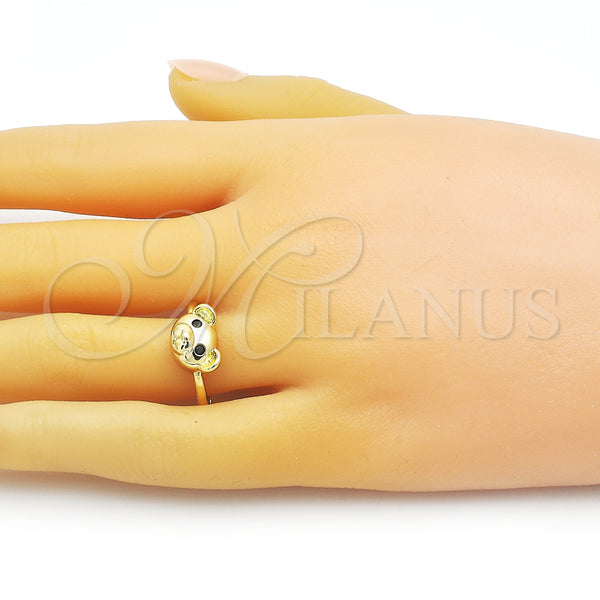 Gold Filled Ring — Multi Stone Ring Teddy Bear Design with Black — alternate product view — SKU 153484 | Oro Laminado anillo — Multi Stone Ring Teddy Bear diseño with negro — SKU 153484