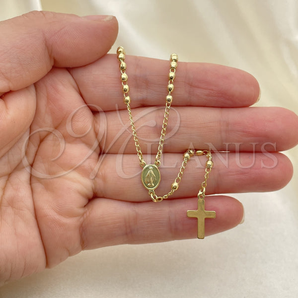 Gold Filled Jewelry — Thin Rosary Cross and Virgen Maria Design Polished — main product view — SKU 153509 | Oro Laminado joyería — Thin Rosary cruz and Virgen Maria diseño pulido — SKU 153509