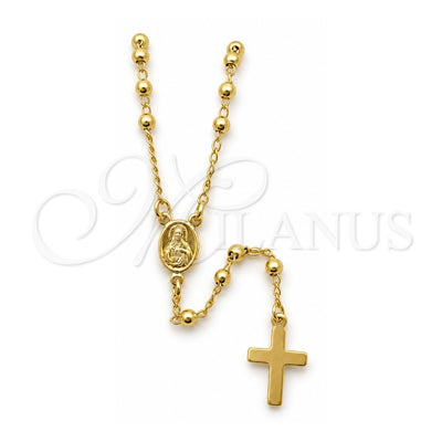 Oro Laminado Thin Rosary, Gold Filled Style Cross and Jesus Design, Polished, Golden Finish, 09.02.0062.18