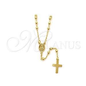 Oro Laminado Thin Rosary, Gold Filled Style Cross and Jesus Design, Polished, Golden Finish, 09.02.0062.18