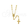 Oro Laminado Thin Rosary, Gold Filled Style Cross and Jesus Design, Polished, Golden Finish, 09.02.0062.18