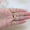 Oro Laminado Bracelet Rosary, Gold Filled Style Cross and Virgen Maria Design, Polished, Golden Finish, 09.02.0067