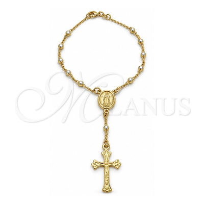 Oro Laminado Bracelet Rosary, Gold Filled Style Polished, Golden Finish, 09.12.0003.08