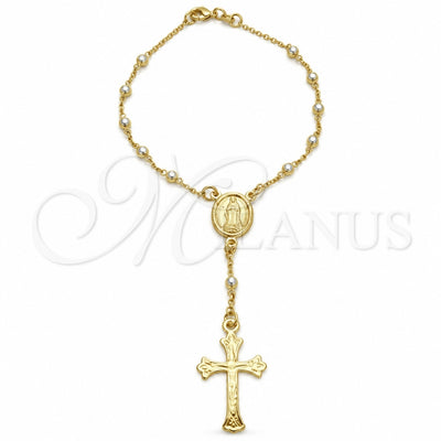 Oro Laminado Bracelet Rosary, Gold Filled Style Polished, Golden Finish, 09.12.0003.08