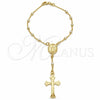 Oro Laminado Bracelet Rosary, Gold Filled Style Polished, Golden Finish, 09.12.0003.08