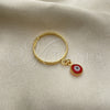 Oro Laminado Elegant Ring, Gold Filled Style Evil Eye Design, with Garnet Crystal, Polished, Golden Finish, 01.02.0004 (One size fits all)