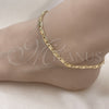 Oro Laminado Basic Anklet, Gold Filled Style Mariner Design, Diamond Cutting Finish, Golden Finish, 04.63.1417.10 (100 Gauge, 06 MM Thickness, 10 Inches Length)