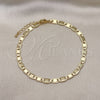 Oro Laminado Basic Anklet, Gold Filled Style Mariner Design, Diamond Cutting Finish, Golden Finish, 04.63.1417.10 (100 Gauge, 06 MM Thickness, 10 Inches Length)