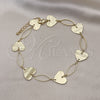 Oro Laminado Fancy Anklet, Gold Filled Style Heart Design, Diamond Cutting Finish, Golden Finish, 5.032.006.1.10 (15 MM Thickness, 10 Inches Length)