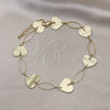 Oro Laminado Fancy Anklet, Gold Filled Style Heart Design, Diamond Cutting Finish, Golden Finish, 5.032.006.1.10 (15 MM Thickness, 10 Inches Length)