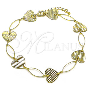 Gold Filled Anklet — Fancy Anklet Heart Design Diamond Cutting 5. 15 — main product view — SKU 153532 | Oro Laminado tobillera — elegante Anklet corazón diseño Diamond Cutting 5. 15 — SKU 153532