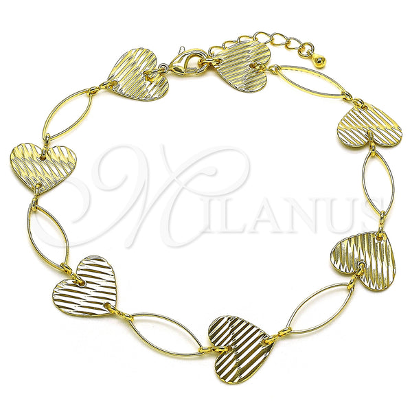 Gold Filled Anklet — Fancy Anklet Heart Design Diamond Cutting 5. 15 — main product view — SKU 153532 | Oro Laminado tobillera — elegante Anklet corazón diseño Diamond Cutting 5. 15 — SKU 153532